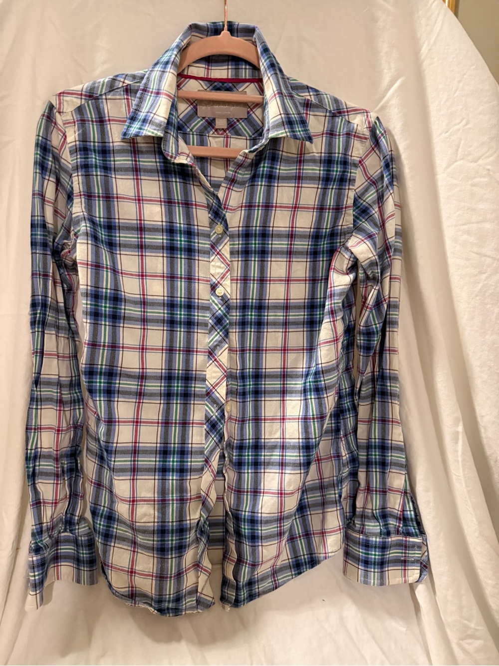 Banana Republic Blue White Plaid Button-Down Shirt
